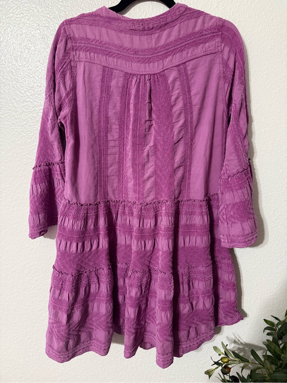 Devotion Twins Ella Jacquard Cotton Silk Tiered Boho Mini Dress XS Purple - Picture 5 of 5
